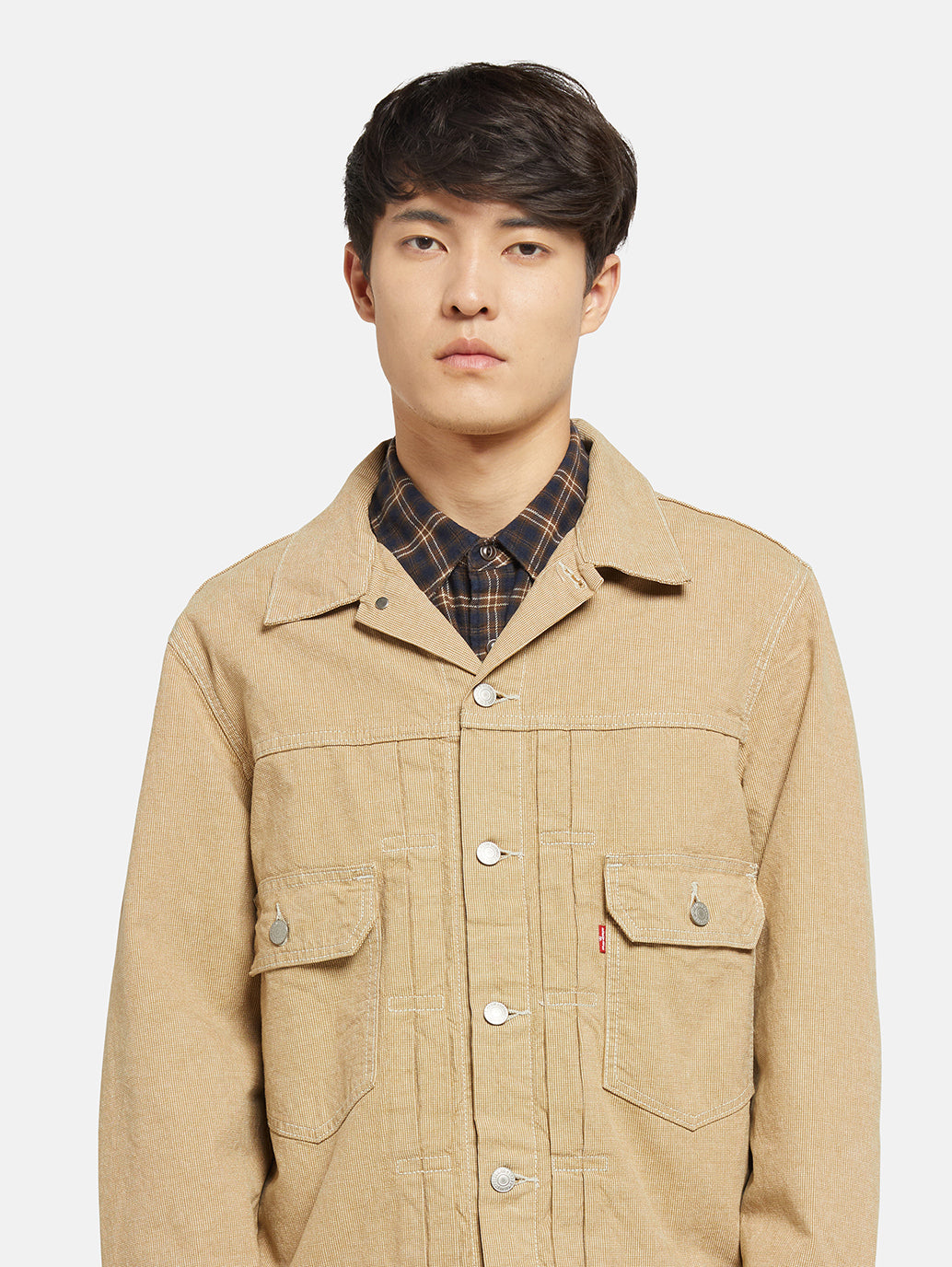 Men's Solid Khaki Relaxed Fit Jacket