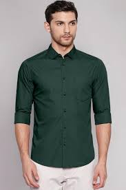 Men's Emerald Green Solid Formal Shirt | Premium Cotton Blend | Slim Fit | Full Sleeve