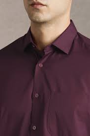 Men's Wine Maroon Solid Casual Shirt | Premium Cotton Blend | Slim Fit | Full Sleeve